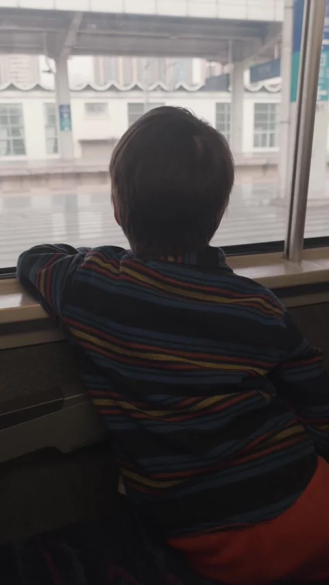 Young Boy Enjoying Train Ride Through Rural South China Stock Footage 329635233