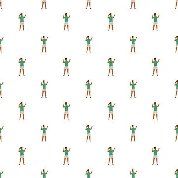 Young boy exercising in a seamless pattern design Stock Illustration