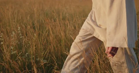 A young boy in a field at dawn Stock Footage 208949587