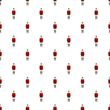 Young boy flat cartoon standing pattern background Stock Illustration