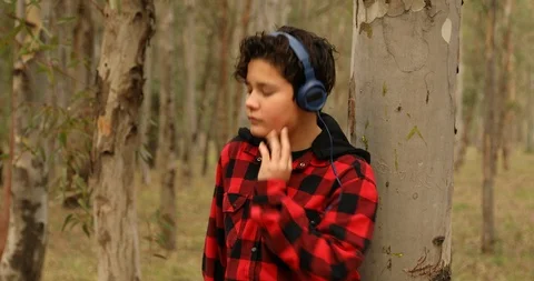 Young boy on forest hike suffering from mosquito 3 Video stock 121009032