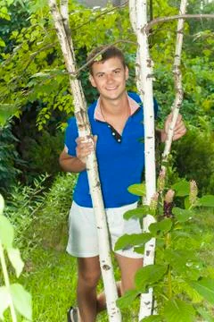 Young boy in the forest Stock Photos