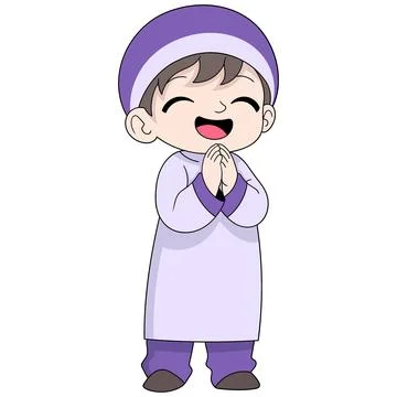 Young boy with a friendly face giving a welcome Stock-Illustration