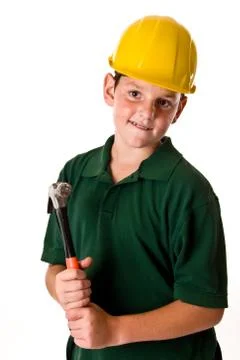 Young boy - future construction worker Stock Photos