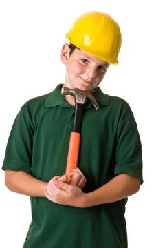 Young boy - future construction worker Stock Photos