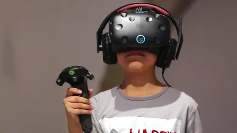 Young Boy Gaming Vr Virtual Reality Stock-Footage 74289502