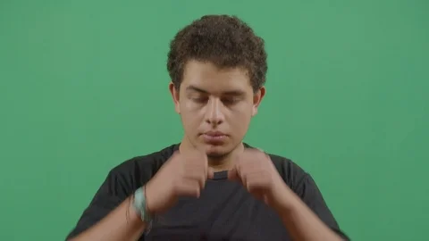 Young boy hard eyes scratching like recently been awaken or something that Video stock 115337755