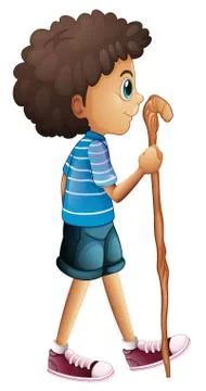 A young boy hiking Stock Illustration