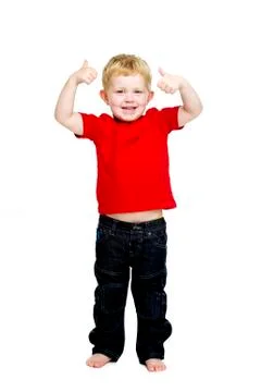 Young boy isolated on a white background Stock Photos