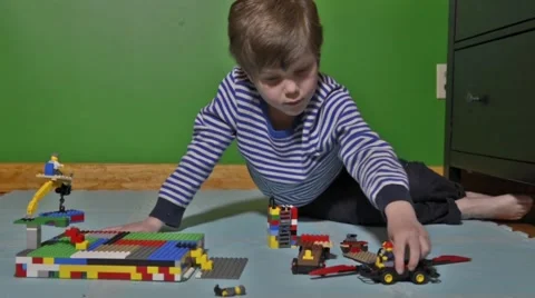 Young boy with Lego Stock Footage 46970007