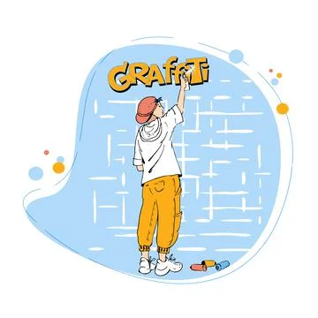 Young boy makes graffiti Stock Illustration