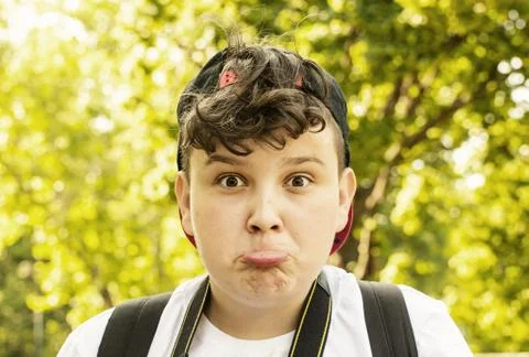 Young boy making the crazy face Stock Photos