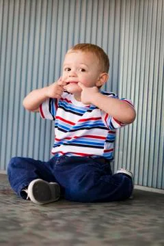A young boy making a silly face; Nashville, Tennessee, United States of America Foto stock