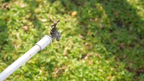 Young boy open faucet to get water into his hand Stock Footage 73374370