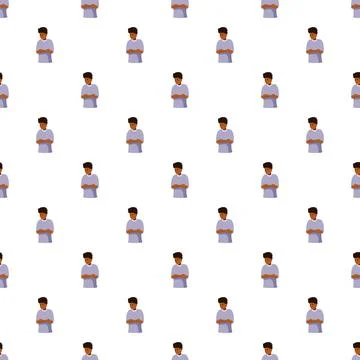 Young boy pattern with crossed arms seamless background Stock Illustration