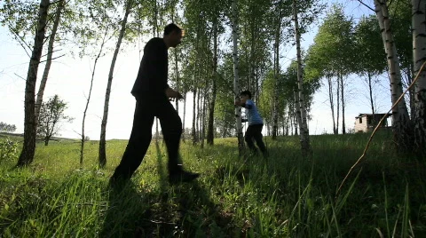 Young boy played with father. Stock Footage
