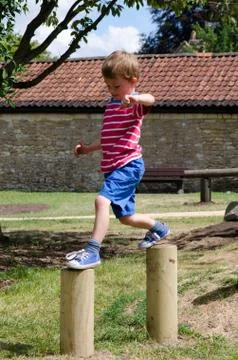 Young boy in playground Foto stock