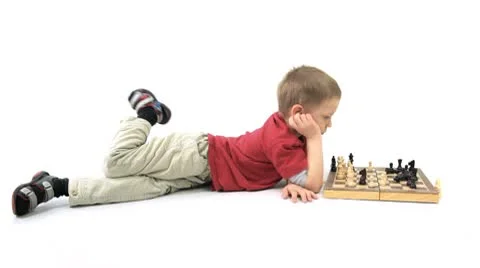 The young boy playing chess. Little genius. Stock Footage 8868304