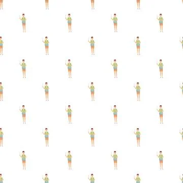 Young boy playing drum seamless pattern design イラスト素材