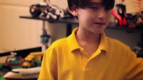 Young boy playing with Lego Set Video stock 19026139
