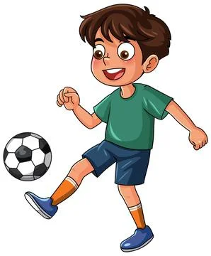 Young Boy Playing Soccer Vector Illustration Isolated on White Background Stock Illustration