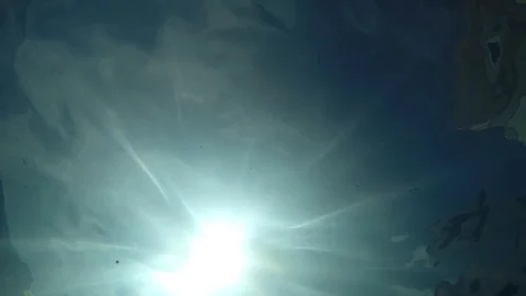 Young boy playing in the summer pool, with sports camera, water Vidéo 117059813