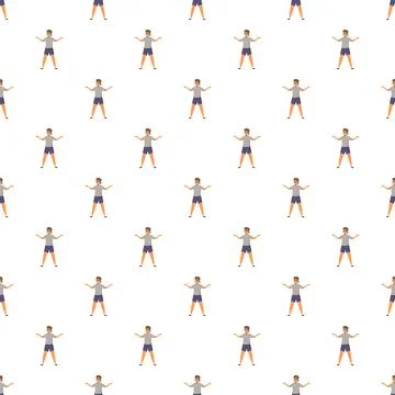 Young boy playing virtual reality game seamless pattern イラスト素材