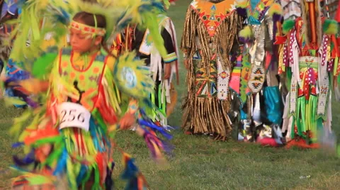 Young boy pow wow dancers Stock Footage 48142111
