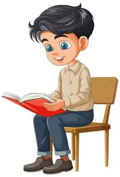 Young Boy Reading a Book Stock Illustration