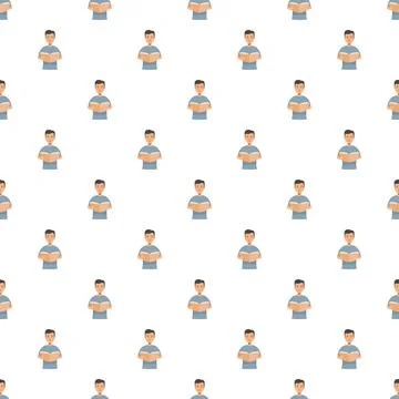 Young boy reading book seamless pattern Stock-Illustration
