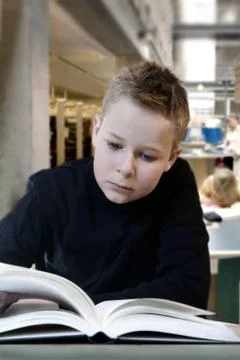 Young boy reading Stock Photos
