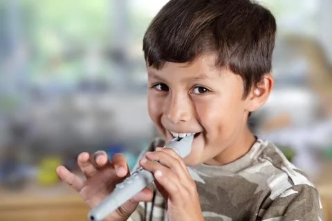 Young boy with recorder Stock Photos