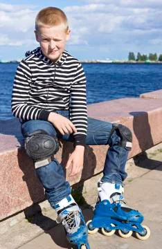 Young boy rollerblader Foto stock