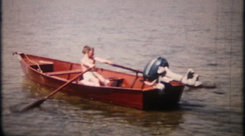 Boy Rows Boat Stock Video Footage