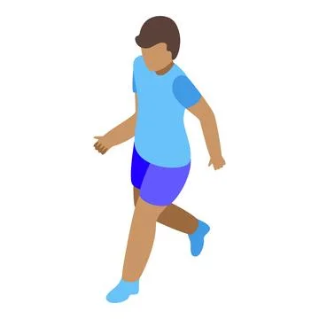 Young boy running, practicing healthy lifestyle in isometric projection Illustrazione stock