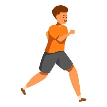 Young boy running, practicing sport and smiling Stock Illustration