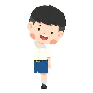 Young boy in school uniform peeking forward Stock Illustration