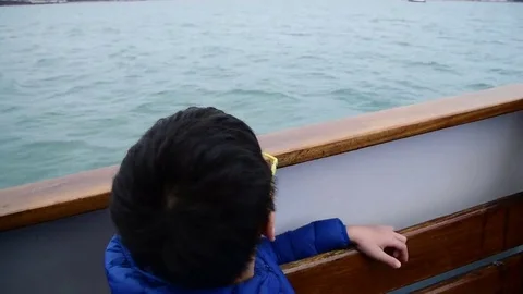 Young boy on the ship Stock Footage 69189722