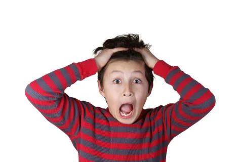 Young boy with shocked expression Stock Photos