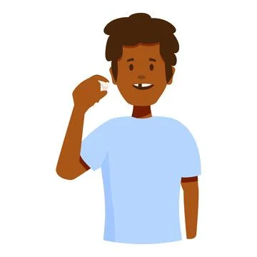 Young boy showing missing tooth and holding fallen tooth イラスト素材