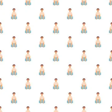 Young boy sitting pattern with repeating character Stock Illustration