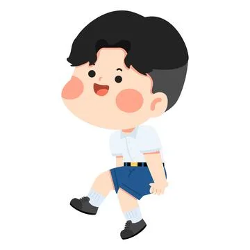 Young Boy Sitting In School Uniform Illustrazione stock