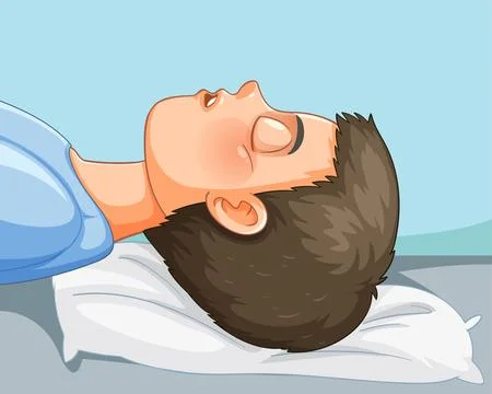 Young Boy Sleeping Peacefully on Pillow Side View Stock Illustration