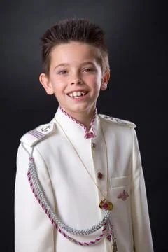 Young boy smiling in his First Holy Communion 写真素材