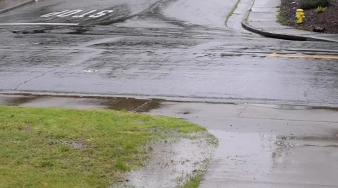Young boy splashing in a puddle Of Rain Water Stock Footage 61441872