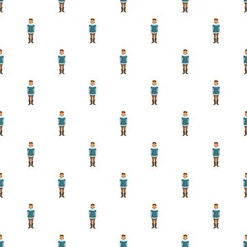 Young boy standing uniform repeating pattern Stock Illustration