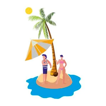 Young boy with strong man on the beach summer scene Illustrazione stock