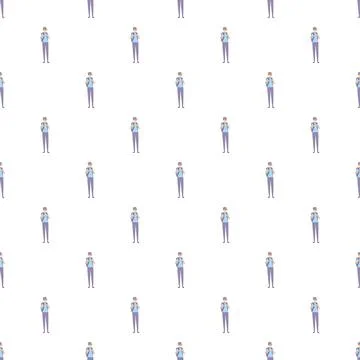 Young boy student with backpack seamless pattern Stock Illustration