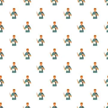 Young boy student using smartphone seamless pattern Stock Illustration