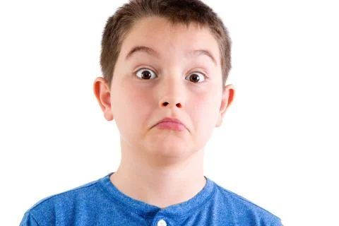 Young Boy in Studio with Surprised Expression Stock Photos